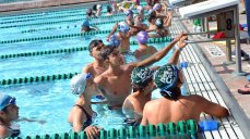 Tunisian swimmers prepare for a practice.