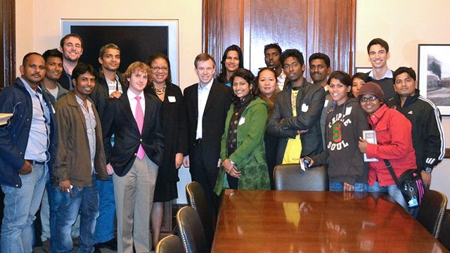 Mark Brunner, National Security Adviser to Senator Mark Warner, welcomed the delegation to the Capitol Building.