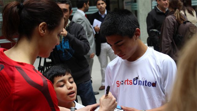 At Universidad Catolica de Valparaiso, the envoys joined local partner Ganamos Todos in giving away soccer balls to a group of young children who recently lost their homes in a fire.