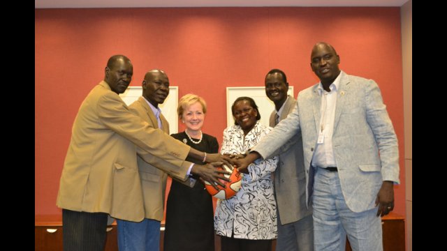  Assistant Secretary Ann Stock welcomes the delegation to the State Department.