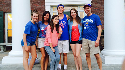 Natasa (center, in pink) with her host family in Kansas.