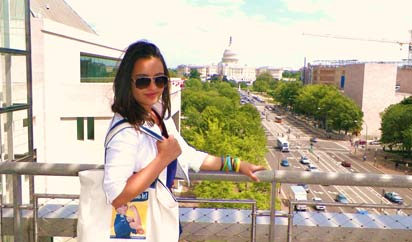 Binazir Mizrobova on the rooftop of the Newseum