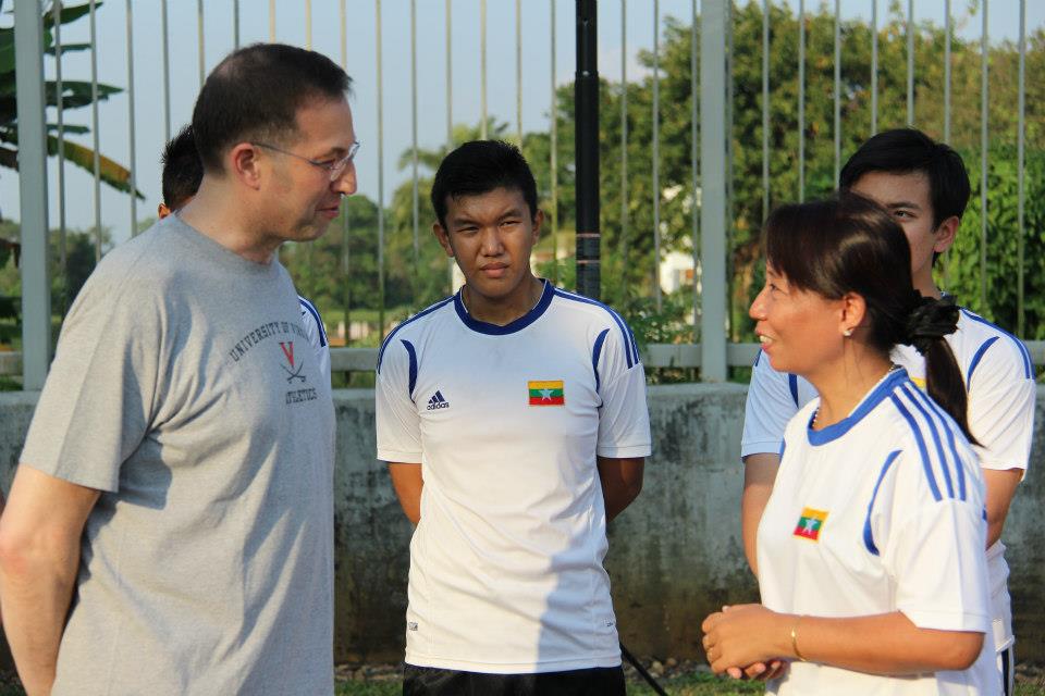 Before the delegation left for the U.S., Ambassador Derek Mitchell had the group for a scrimmage at the U.S. Embassy Rangoon.