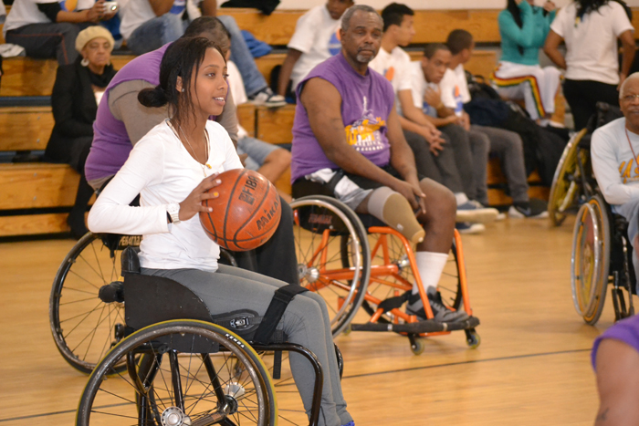 The Brazilian youth basketball players experience their first time playing wheelchair basketball. 