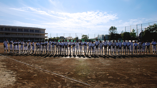 Young athletes line up before Cal Ripken’s baseball clinic in Ofunato-Takarazuka City, Japan. 
