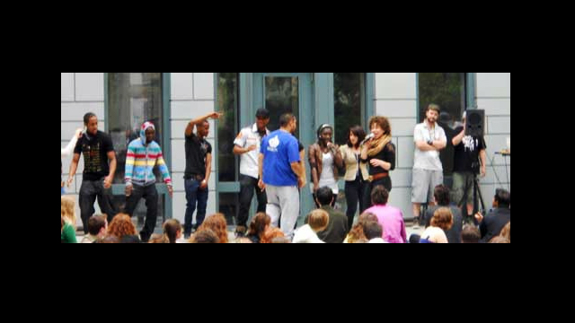 Berlin Day, American students at the U.S. Embassy performing a rap song about their year-long experiences in Germany.