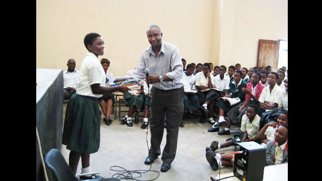 Adviser Martin Kanjadza with students in Malawi.