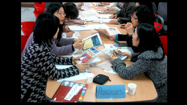 Secondary school teachers in Korea during a group work exercise facilitated by an English Language Specialist.