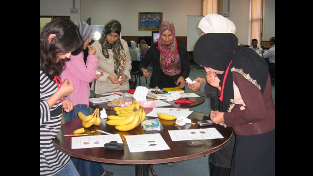 Educators learn about teaching techniques that employ real-life (“realia”) materials in a workshop facilitated by an English Language Specialist in Libya.