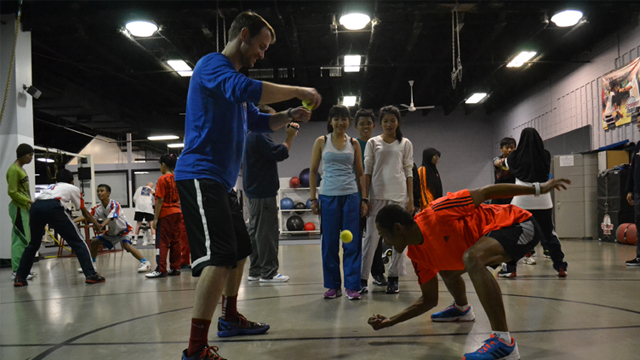 Working on reaction time and with professional basketball trainer Alan Stein.