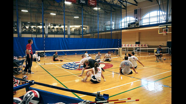 The Kazakh group watches U.S. Men&#039;s and Women&#039;s national sitting volleyball team members train at the University of Central Oklahoma