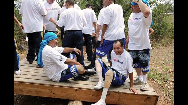 The group from Kazakhstan participates in team building activities at the University of Central Oklahoma.