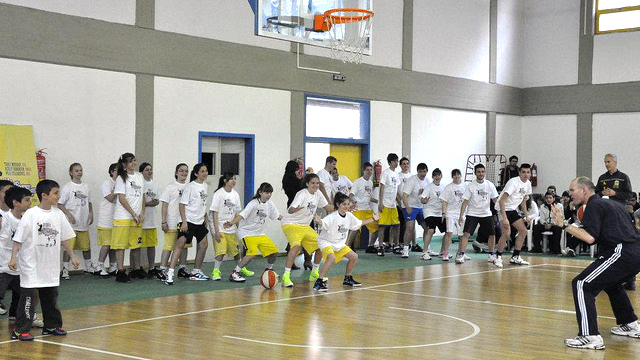 The Sports Envoys hold a clinic for American Farm School students in Greece.