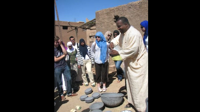 A Moroccan guide demonstrates how traditional Moroccan bowls are made.