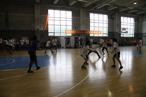 Tamika Raymond teaches girls at Shenyang Physical Education College in China. 