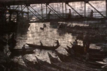 Buriganga River, Old Dhaka. The Saderghat ferry terminal nearby is one of the busiest in the world, transporting over 30,000 people a day