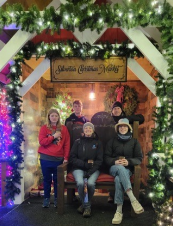Laurence and his host family visit a German Christmas Market in Silverton, Oregon.