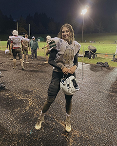 Image of Nina dressed in American Football Gear