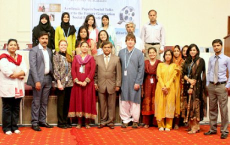 "Citizen diplomats" Heather Layton and Brian Bailey at the University of Karachi for the "Social Intervention Conference 2012: A Better Tomorrow for the Coming Generation". The conference was organized by two IVLP alumni.