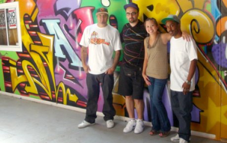 IVLP Gold Star Tolis Aristeidou of Greece (2nd from left) organizes Hip Hop events in his country