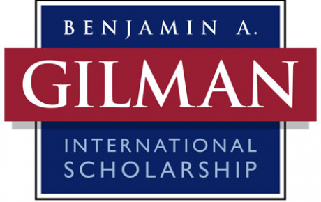 Gilman Program logo has red and blue background with program title