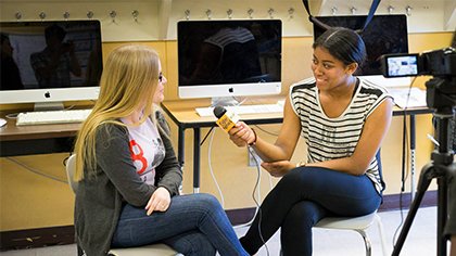 Murrow journalists from Europe interview students in San Francisco