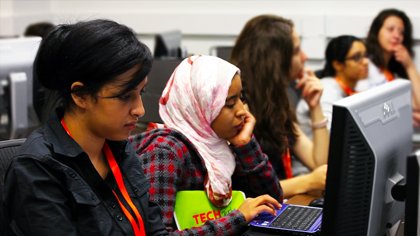 Group of participants at a computer