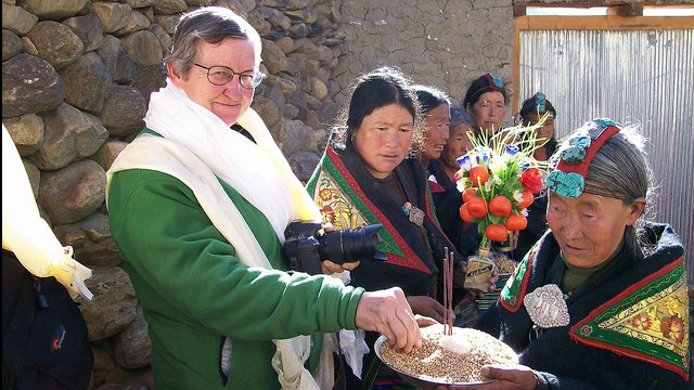 Former Ambassador Powell in Upper Mustang, Nepal: In 2009, Ambassador Nancy Powell visited the U.S.-supported project to preserve historic chortens in Upper Mustang.