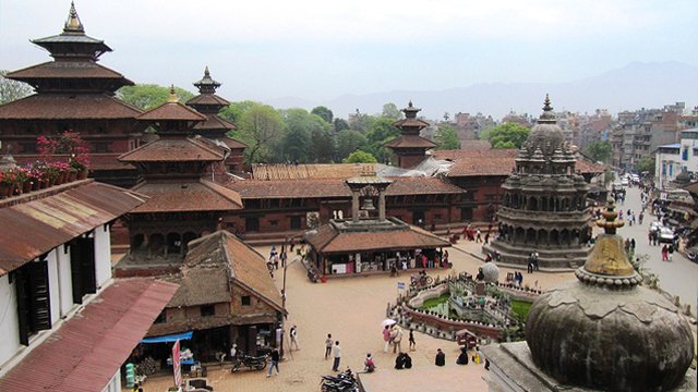 Patan Royal Palace, Lalitpur, Nepal: The Patan Royal Palace, shown here under restoration, is an important historic site and popular tourist destination.