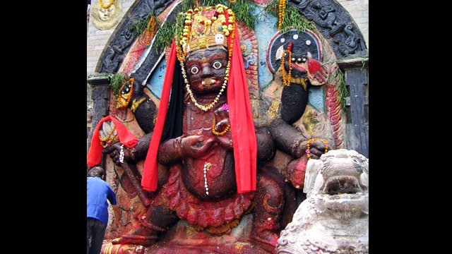 Kalo Bhairav Monument, Kathmandu Durbar Square, Nepal: In 2003, the U.S. supported a project to restore the masonry frame around the Kalo Bhairav Monument in Kathmandu Durbar Square