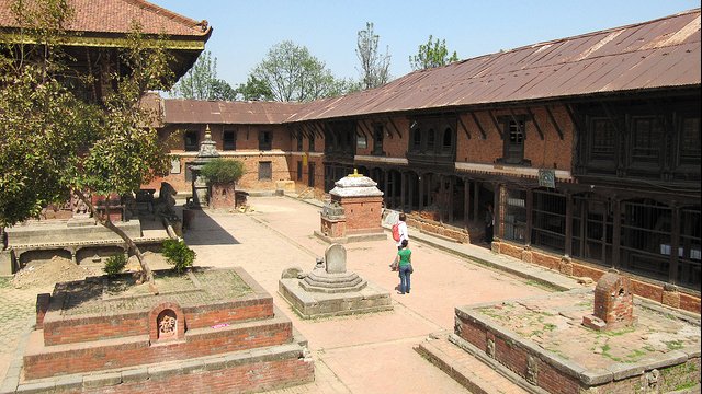 Chengu Narayan, Bhaktapur, Nepal: Once restored, this two-story wing of the Chaugara Sattal surrounding the courtyard at Changu Narayan will become a museum.
