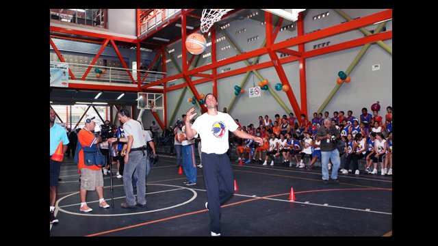 Greivis Vasquez shoots hoops between drills.