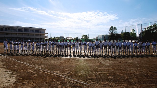 Young athletes line up before Cal Ripken’s baseball clinic in Ofunato-Takarazuka City, Japan. 
