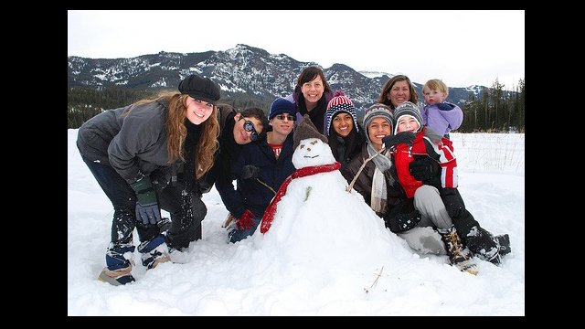 Youth Ambassadors play in the snow in Bozeman, Montana.