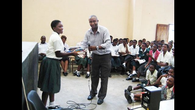 Adviser Martin Kanjadza with students in Malawi.