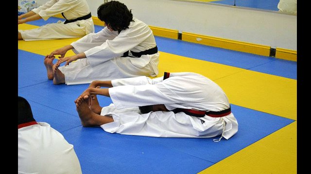 The participants work on their flexibility which gives taekwondo athletes a natural advantage.