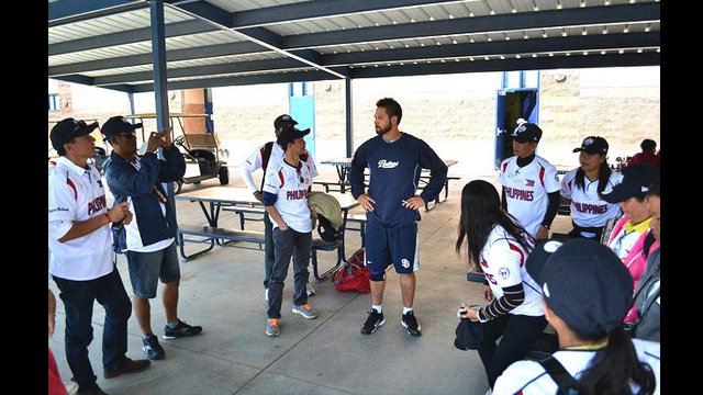 The delegation of coaches meet Jason Bartlett, a Filipino-American player for San Diego.