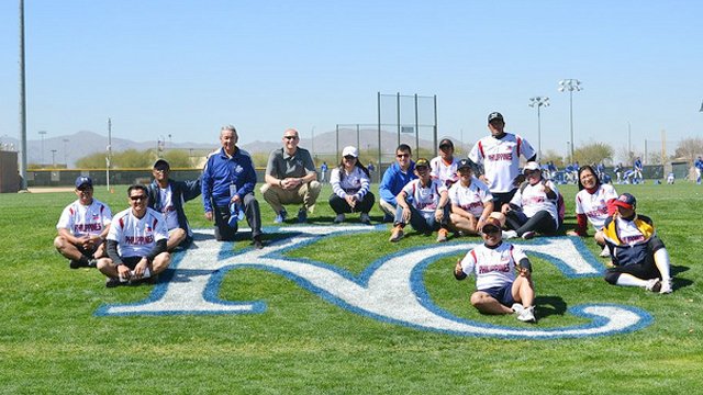 The group visit the spring training grounds of the Kansas City Royals.