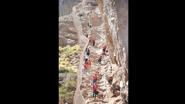The group takes an intensive hike outside of Phoenix, Arizona.