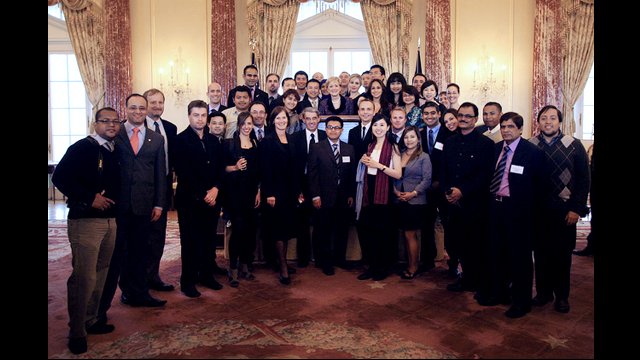 Climate Change Fellows pose with Assistant Secretary, Ann Stock.