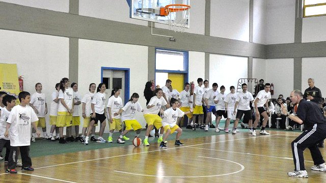 The Sports Envoys hold a clinic for American Farm School students in Greece.