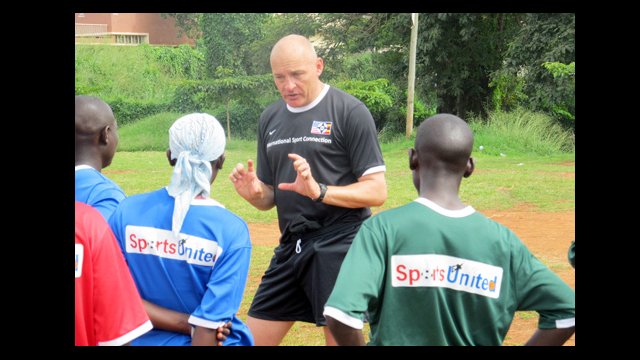 Ian Barker, head men&#039;s soccer coach at Macalester College, discusses training with Ugandan coaches.