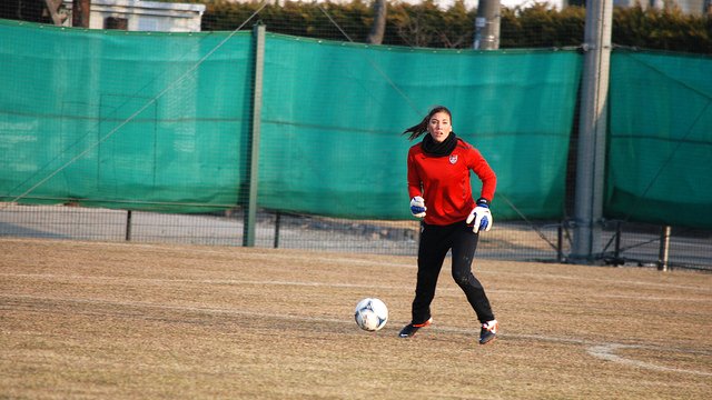 U.S. goalkeeper Hope Solo shows her skills.