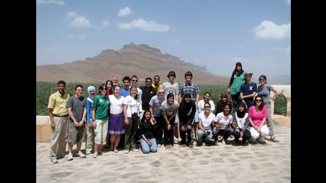 NSLI-Y scholars stop for a photo as they cross the High Atlas Mountains on their way to Zagora.