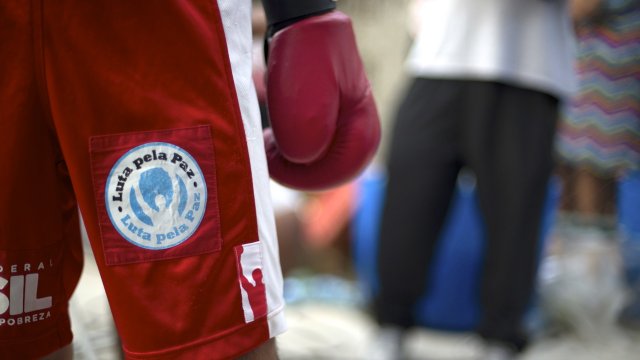 Picture of boxer&#039;s shorts with glove