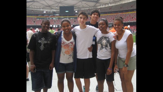 NSLI-Y students visit the Olympic stadium in Beijing, China.