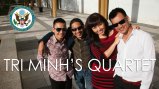 Tri Minh's Quartet poses in front of the Kennedy Center for the Performing Arts in Washington, D.C. 