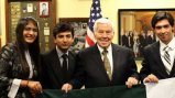 Senator Richard Lugar with participants from the YES program Senator Richard Lugar with participants from the YES program