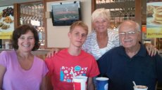 Left to right: Local Coordinator Cindy James, Jonas, Betty and Hubert enjoy a meal together at Wendy’s. Photo courtesy of Betty Patterson.