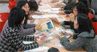 Secondary school teachers in Korea during a group work exercise facilitated by an English Language Specialist.
